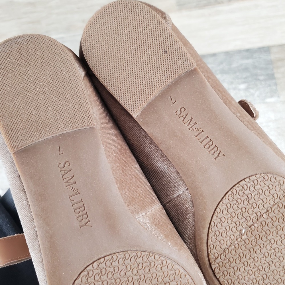 SAM & LIBBY Fredi Womens Mary Jane Flats Sz 7 Spiced Carmel Brown Velvet Buckle - Picture 6 of 12